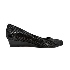 Trotters Lauren Patent Suede Mini Wedge Shoes 6.5 Narrow Herringbone